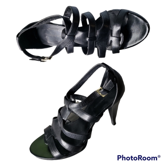 4" Leather Heeled sandals Franco Fortini size 9 EUC - Picture 1 of 10